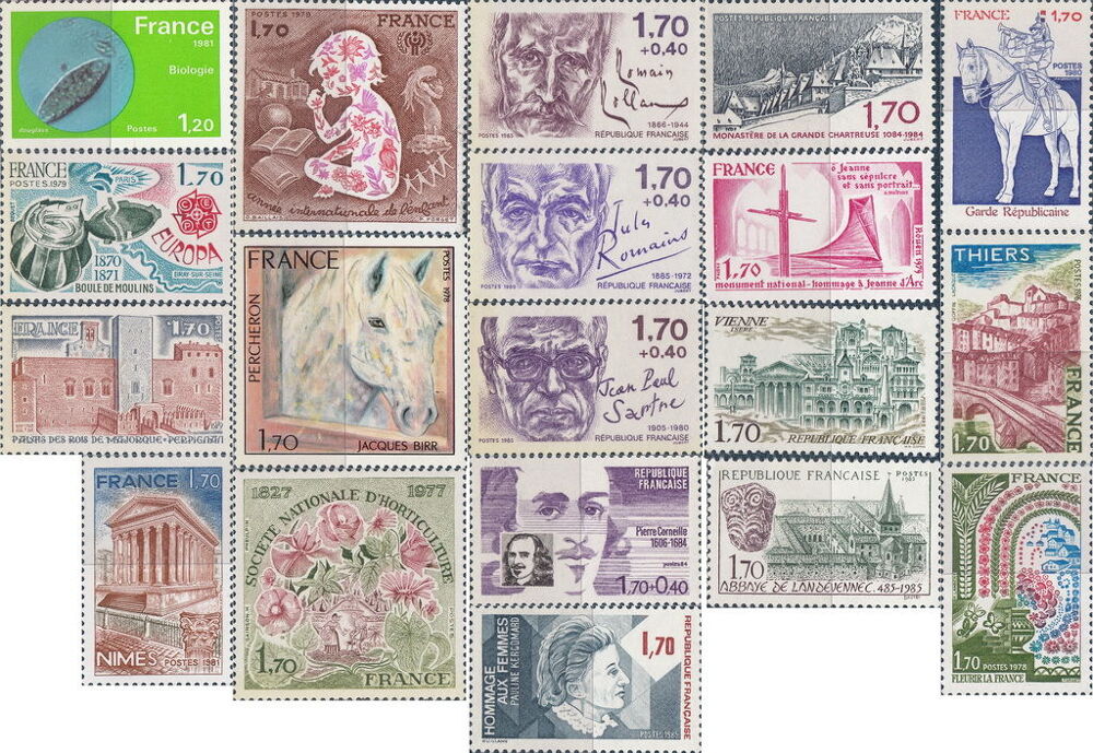 Timbre de collection France en franc 0F20 &agrave; 2F60 NEUF
