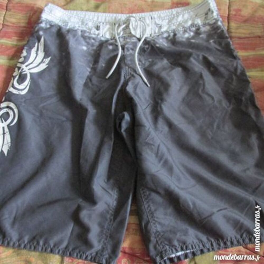 SHORT DE BAIN GRIS POINTS BLANC T. L Vêtements