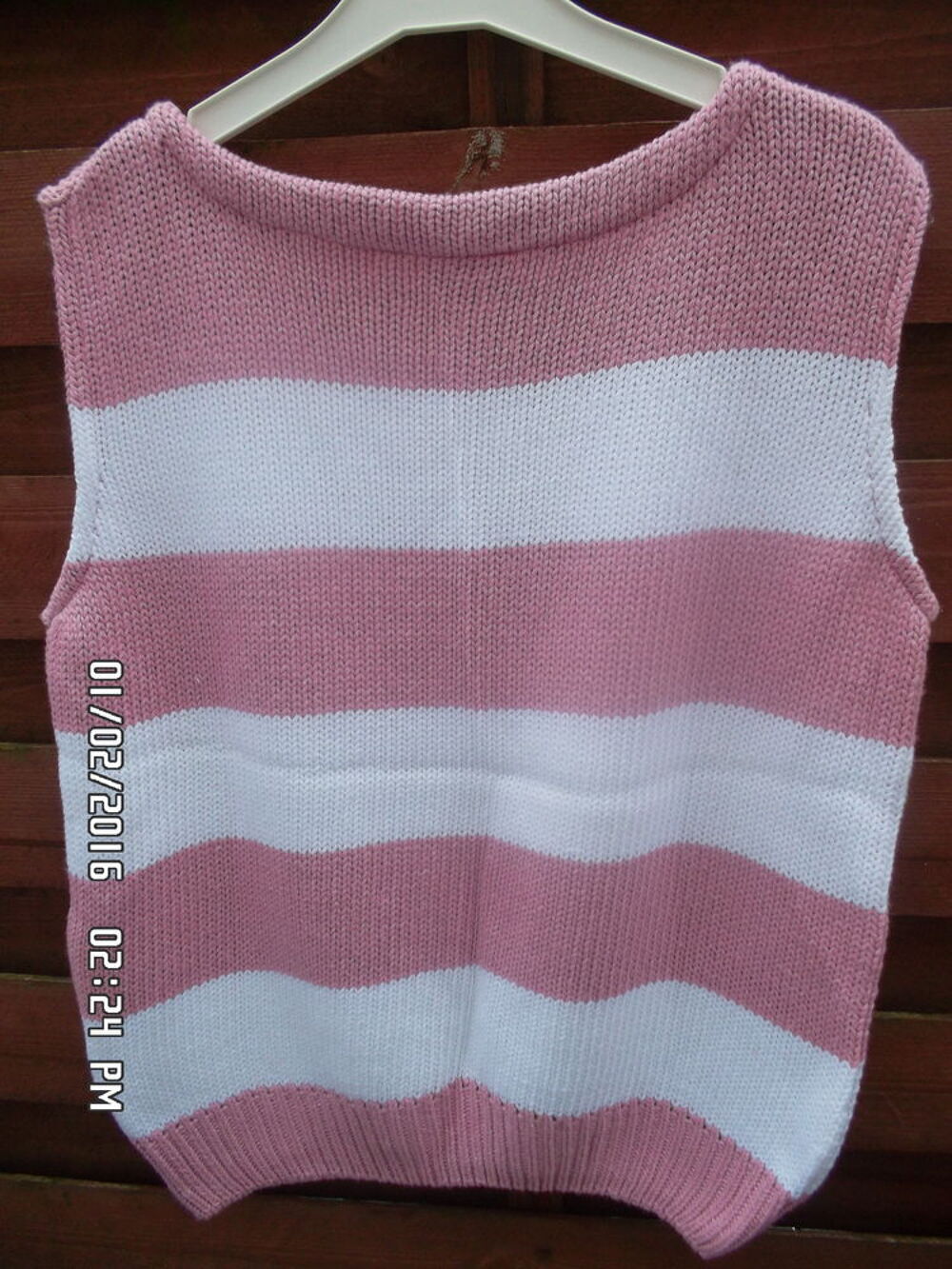 DEBARDEUR ROSE ET BLANC*JUSTE 2E*KIKI60230 Vêtements