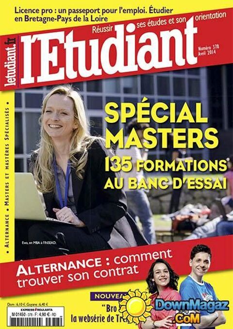 Revue L'étudiant N° 378- Avril 2014 (Neuve) 3 Ardoix (07)