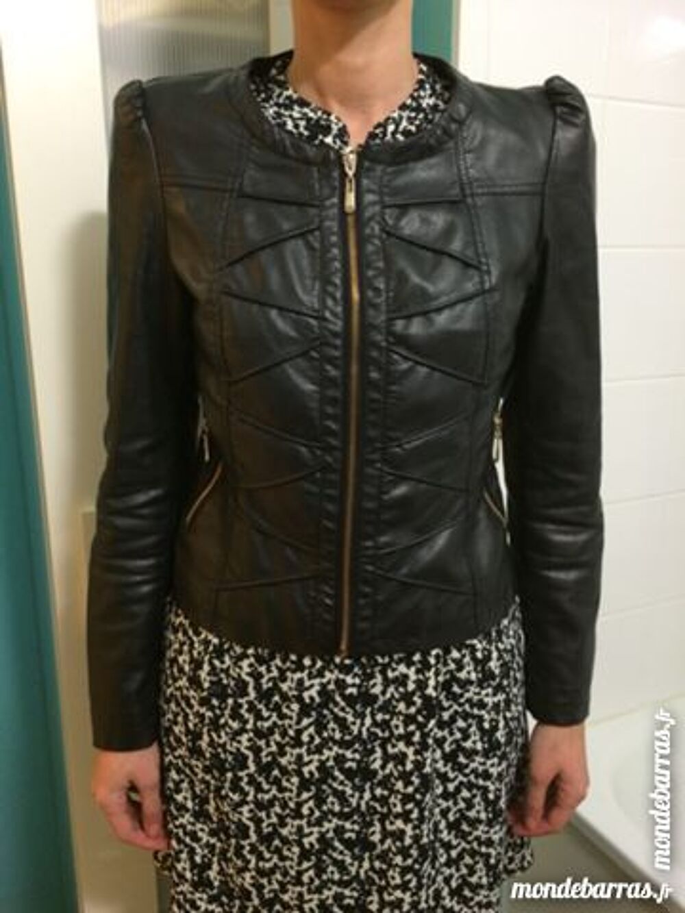 Veste noire simili cuir - marque ATTENTIF Vêtements