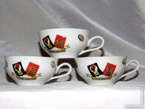 3 tasses caf GAUTIER CAFETIERE vintage porcelaine 15 Dunkerque (59)