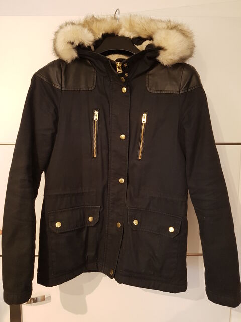 Manteau noir fourrure avec capuche Topshop taille 36 25 Metz (57)