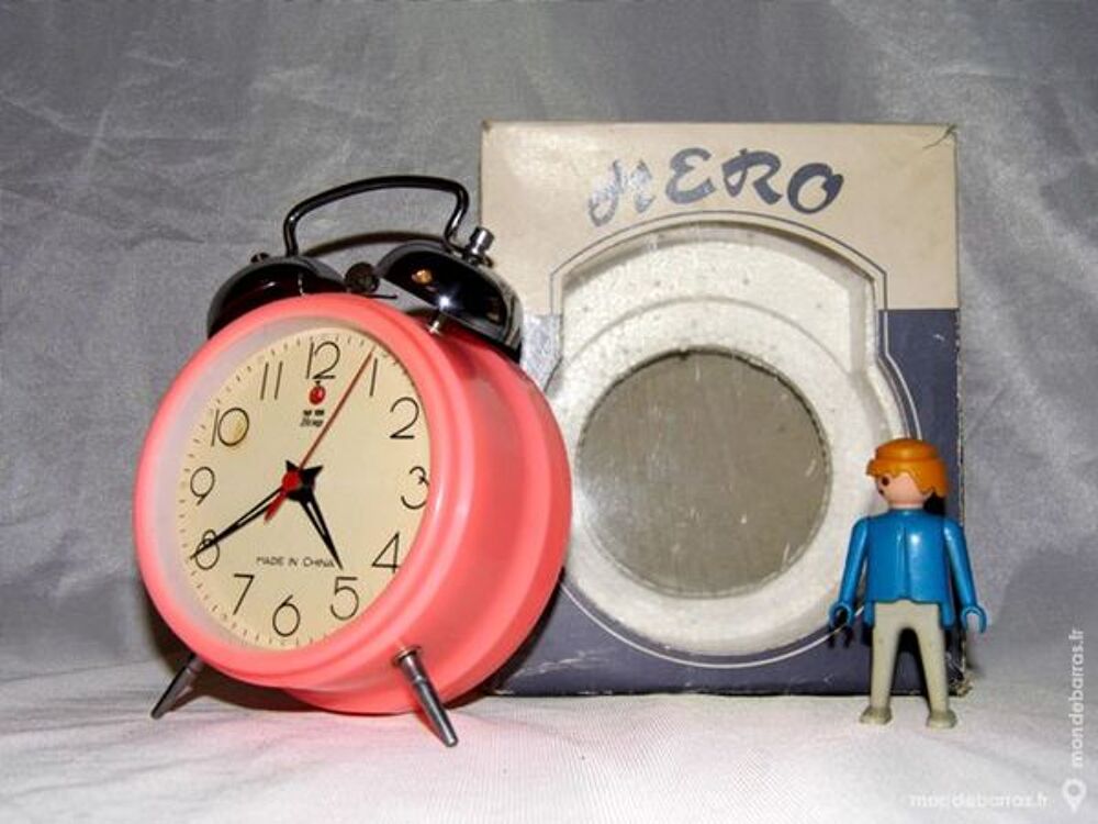 ancien r&eacute;veil pendule hero rose vintage ann&eacute;es 80 Décoration