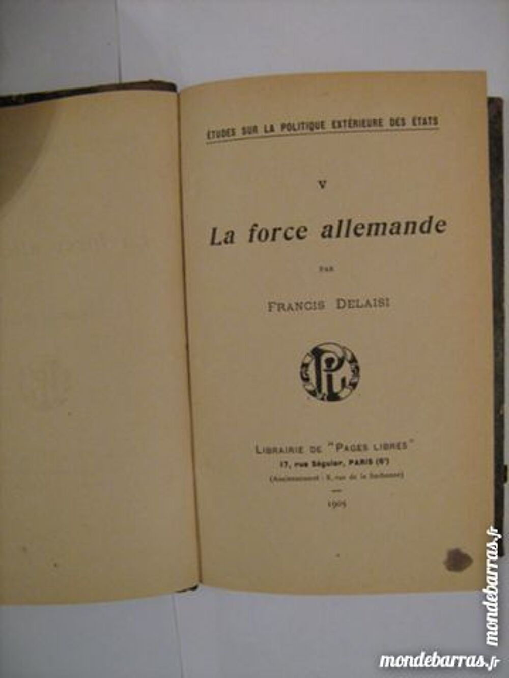 vieux livre LA POLITIQUE ALLEMANDE EN 1905 Livres et BD