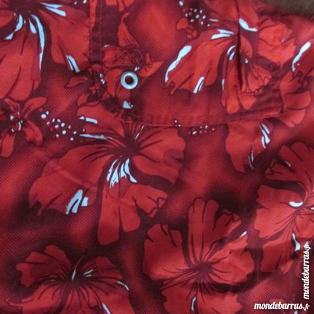 SHORT DE BAIN FLEURS ROUGE T. XL Vêtements