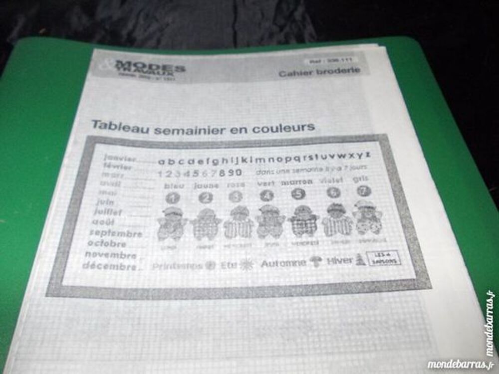 Patron Modes et Travaux broderie Tableau semainier Décoration