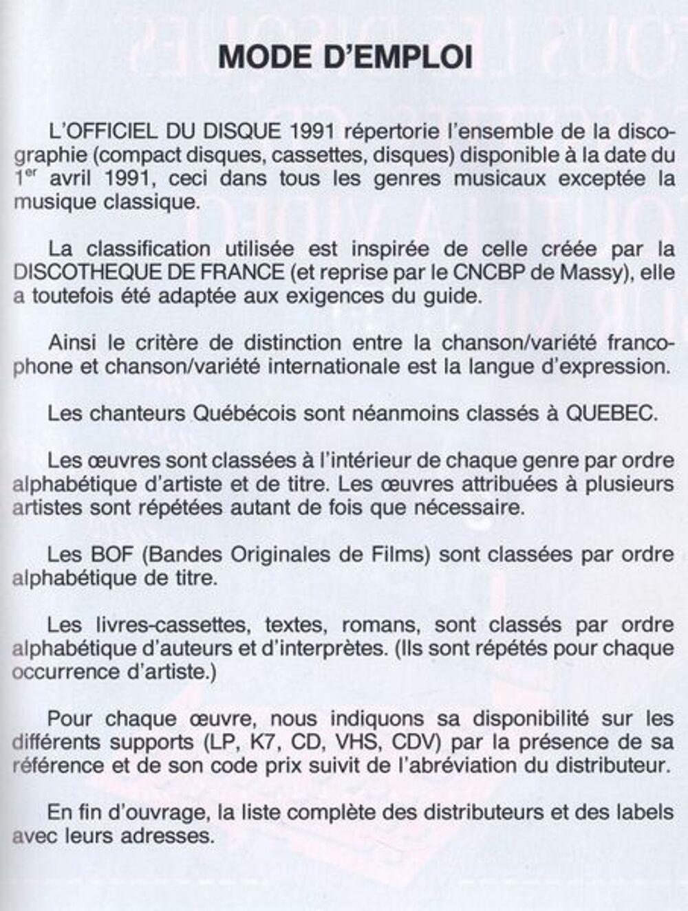 MUSIQUE - officiel du disque / prixportcompris Livres et BD