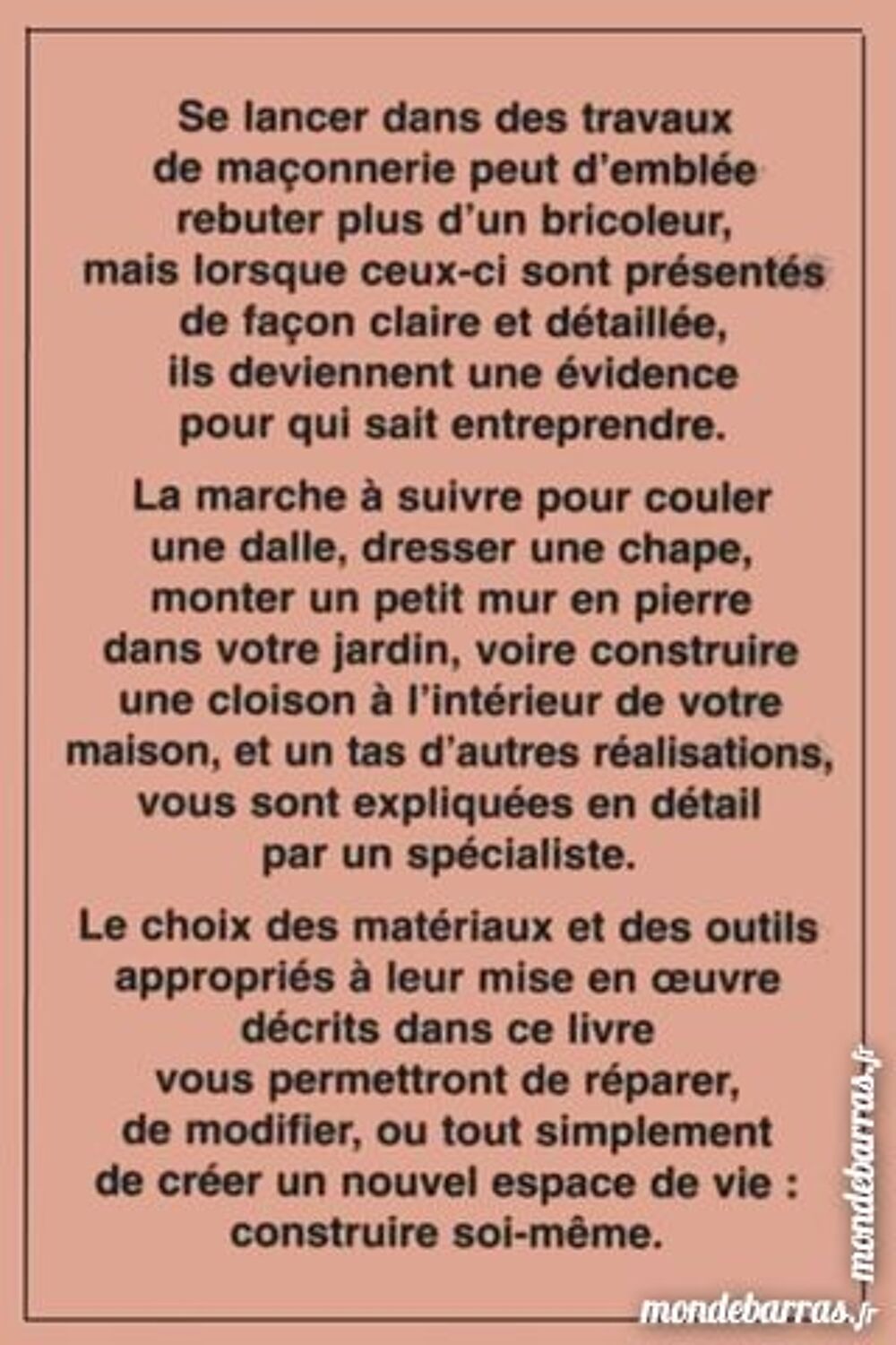 LA MACONNERIE PAS A PAS Livres et BD