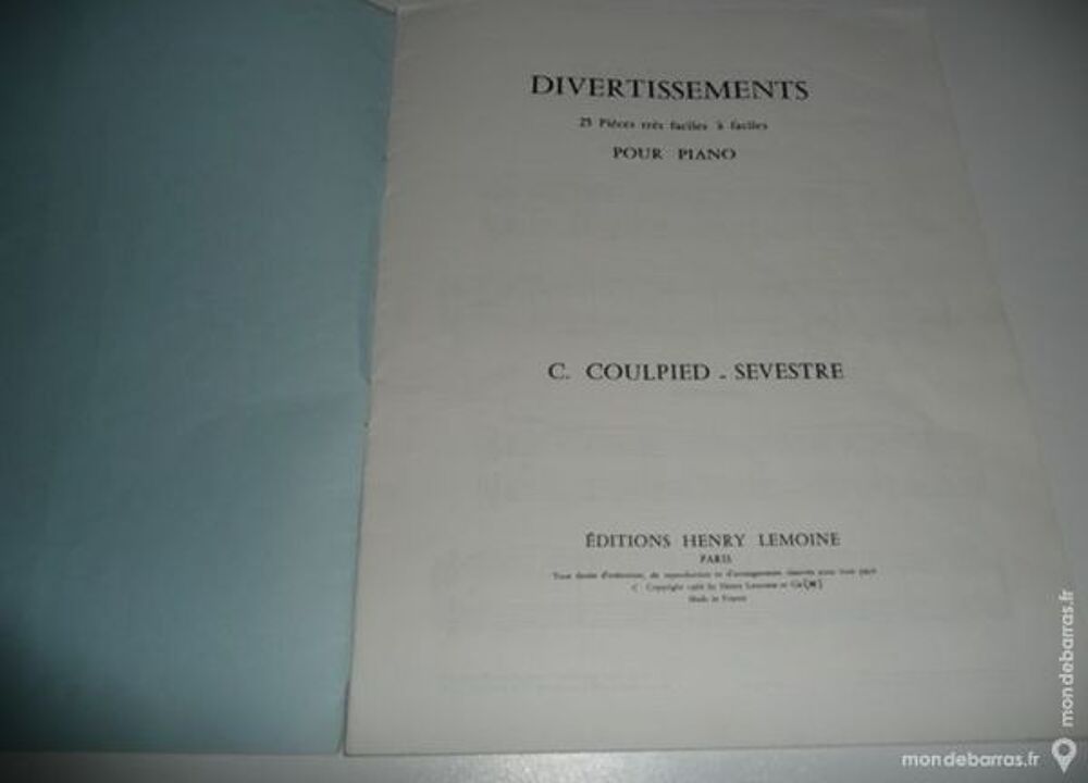 PARTITIONS PIANO DIVERTISSEMENT/POUR MES PETITS Livres et BD