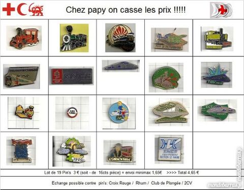 Lot pin's thème train 3 Tancarville (76)
