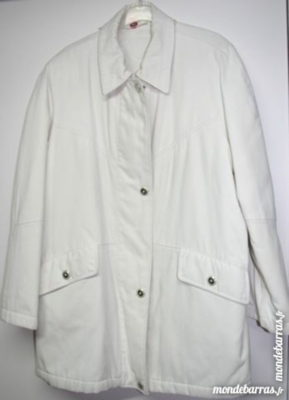 MANTEAU SUEDINE TYPE PARKA BLANC TAILLE 44 Vtements