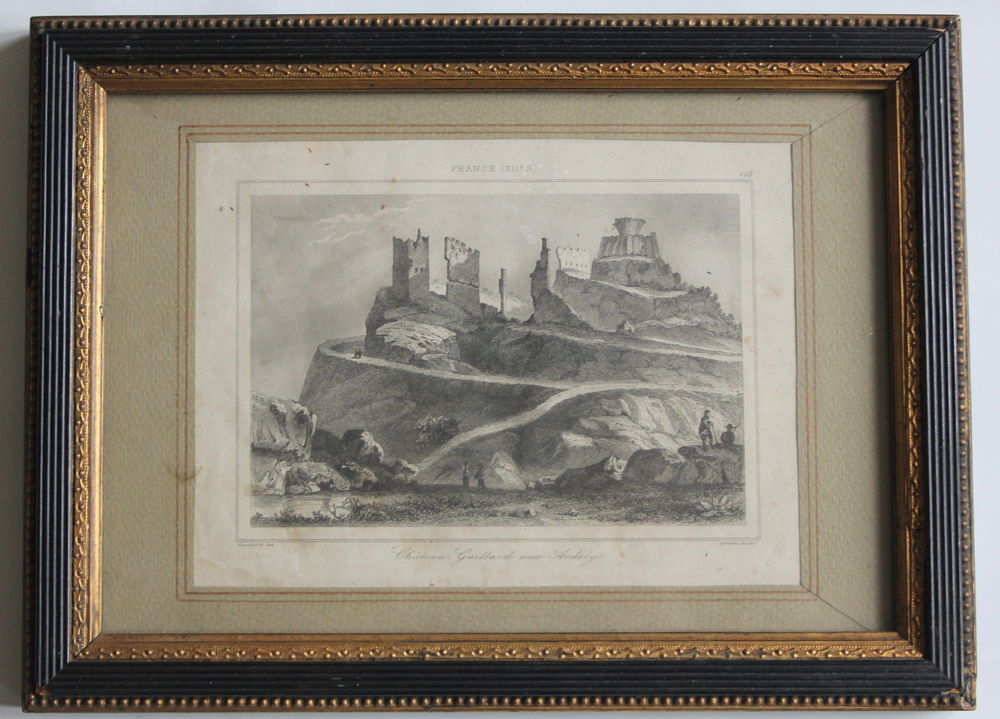 Cadre gravure XIX les Andelys Chateau Gaillard Décoration