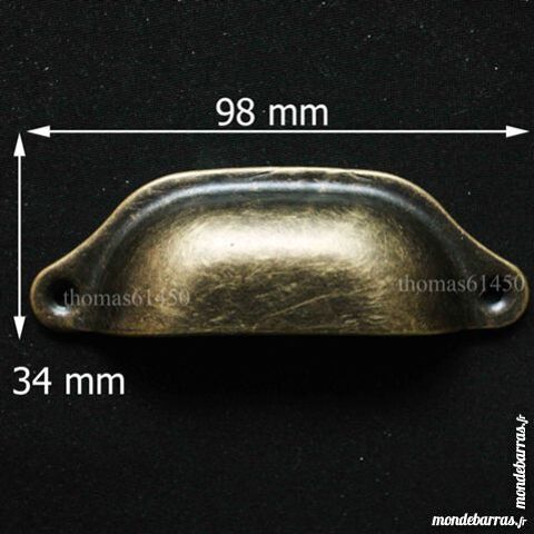 10 x POIGNEE COQUILLE FER POUR TIROIR MEUBLE 20 Banvou (61)