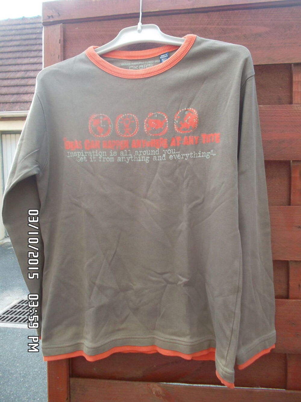 HAUT MARRON ET ORANGE OKAIDI*JUSTE 2E*KIKI60230 Vêtements enfants
