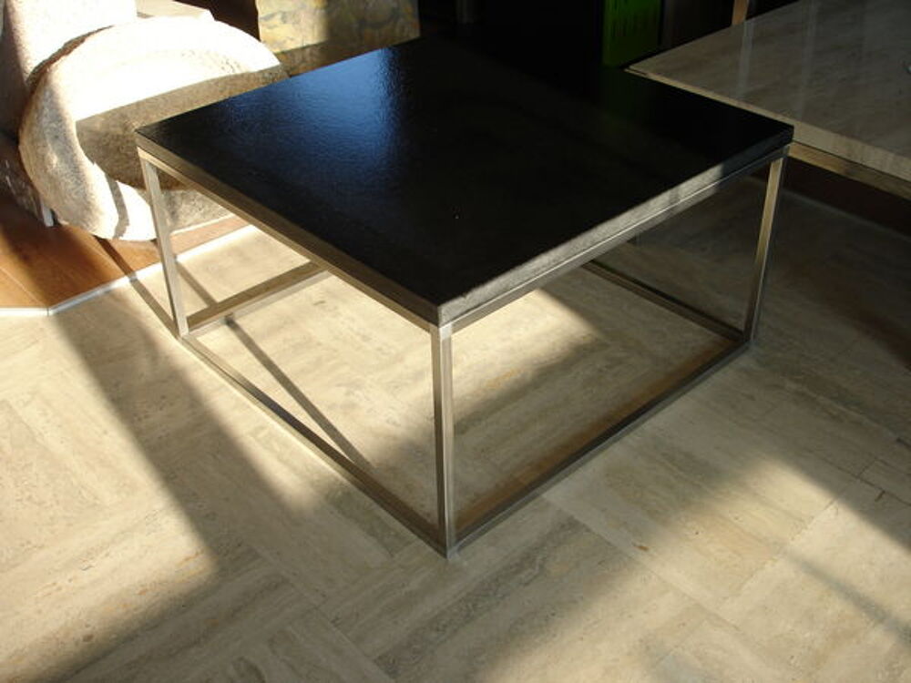 Table basse design pierre inox neuve Meubles