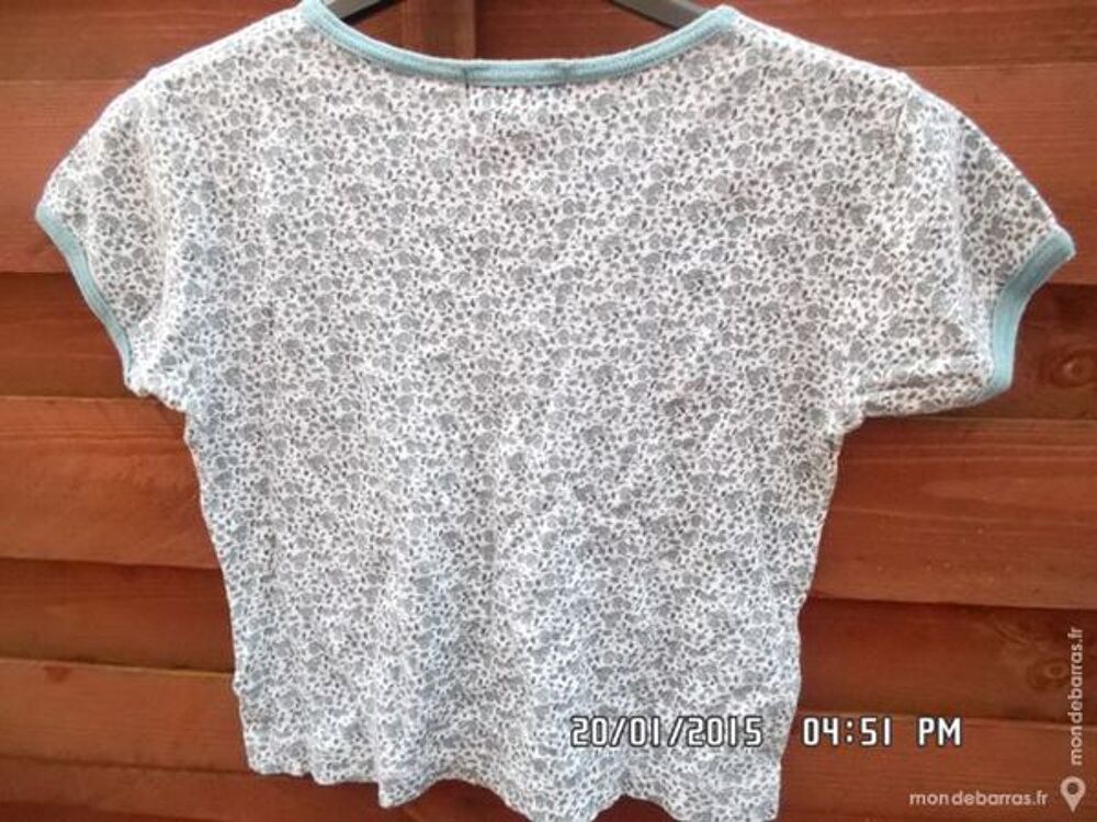 tee shirt bleu &agrave; fleurs t.8 ans kiki60230 Vêtements enfants