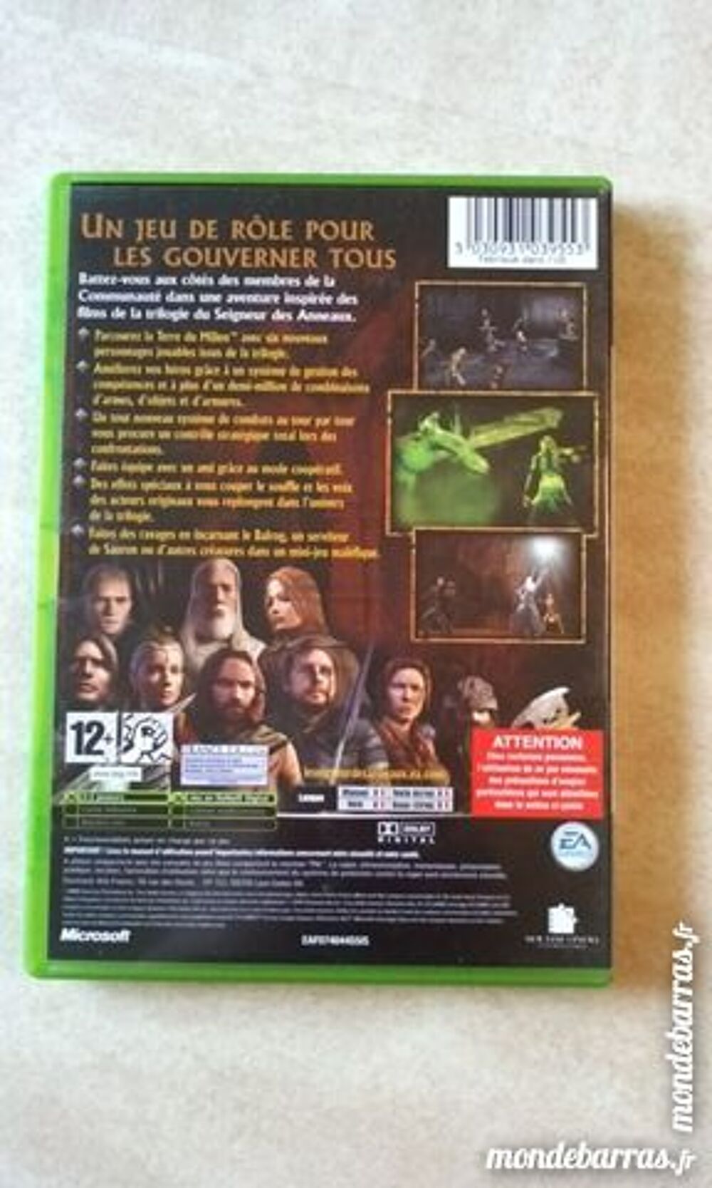 LE SEIGNEUR DES ANNEAUX LE TIERS AGE (12+) XBOX Consoles et jeux vid�os