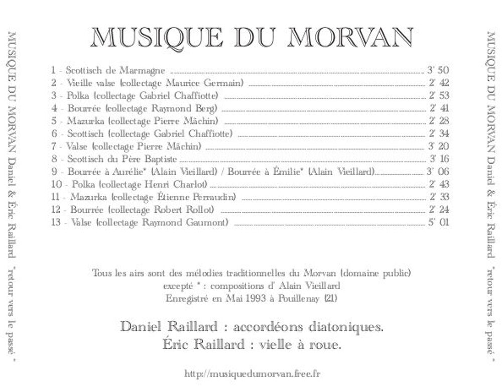 Musique du Morvan "retour vers le pass&eacute;" CD et vinyles