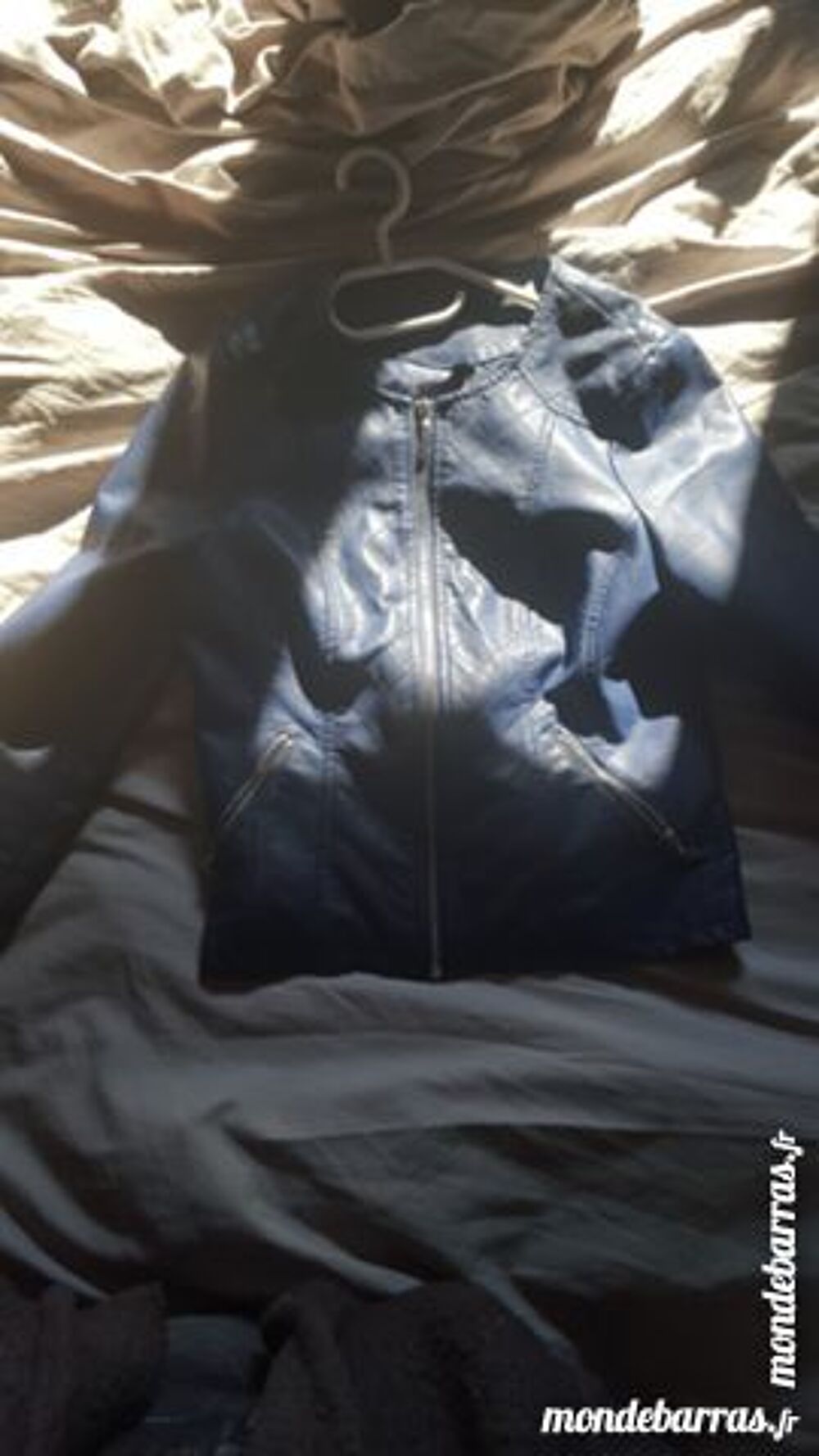 Manteau cuir bleu Vêtements