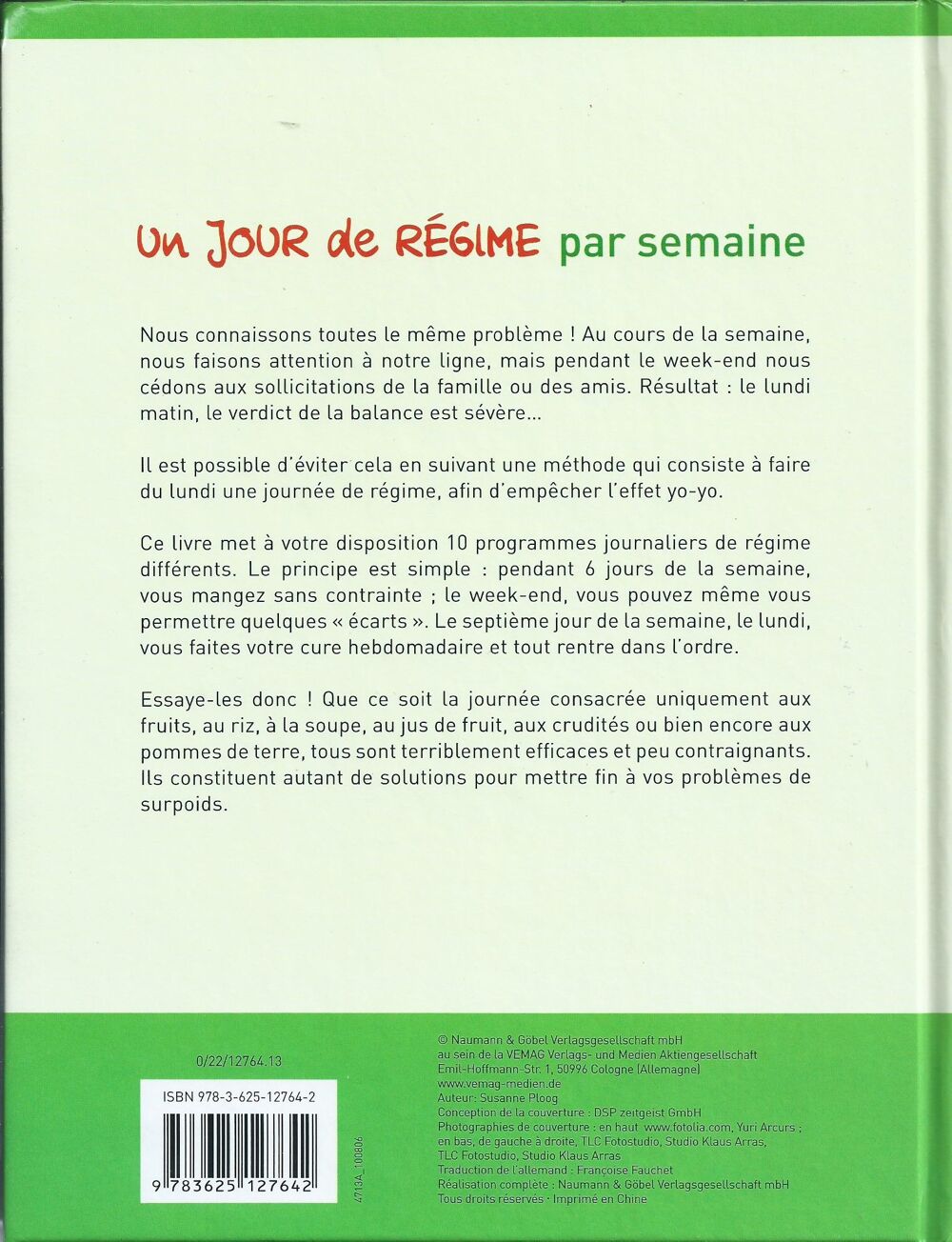 1 livre de cuisine ,un jour de r&eacute;gime par semaine Livres et BD