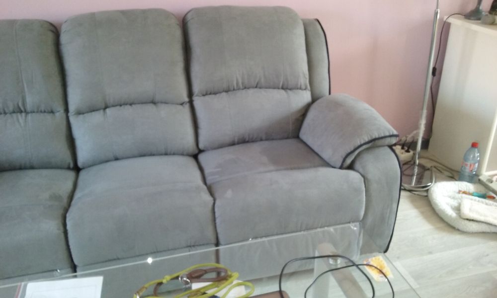 CANAPE 3 PLACES RELAX MICROFIBRES GRIS Meubles