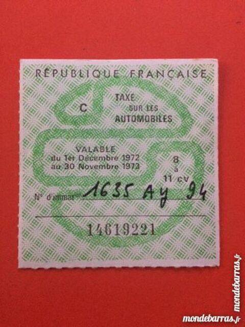 Ancienne vignette automobile de 1972 - 1973 5 Nice (06)