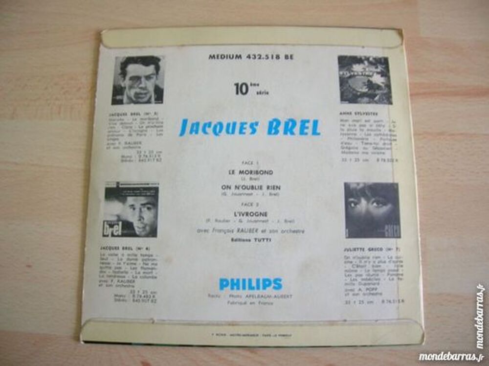 EP JACQUES BREL Le moribond CD et vinyles