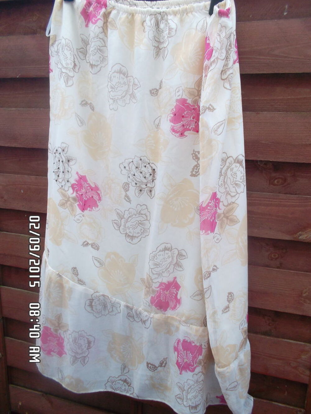 JUPE ECRU FLEURS*JUSTE 3E*KIKI60230 Vêtements