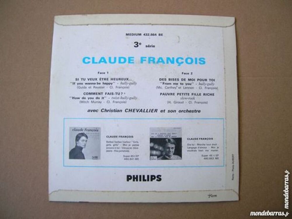 EP CLAUDE FRANCOIS Si tu veux &ecirc;tre heureux - ORIGINAL CD et vinyles