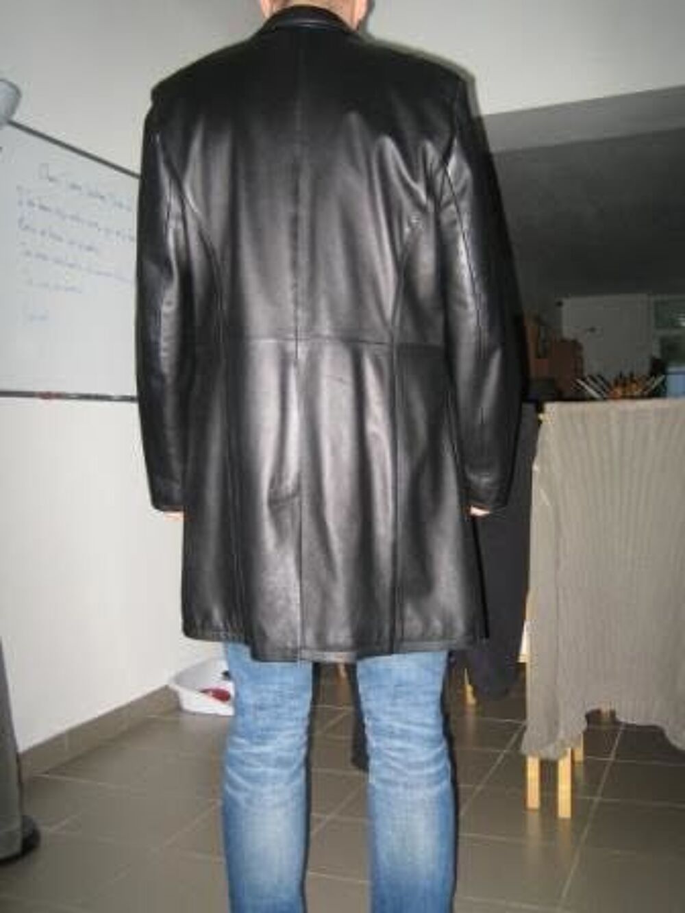 veste 3/4 cuir noir homme Vêtements