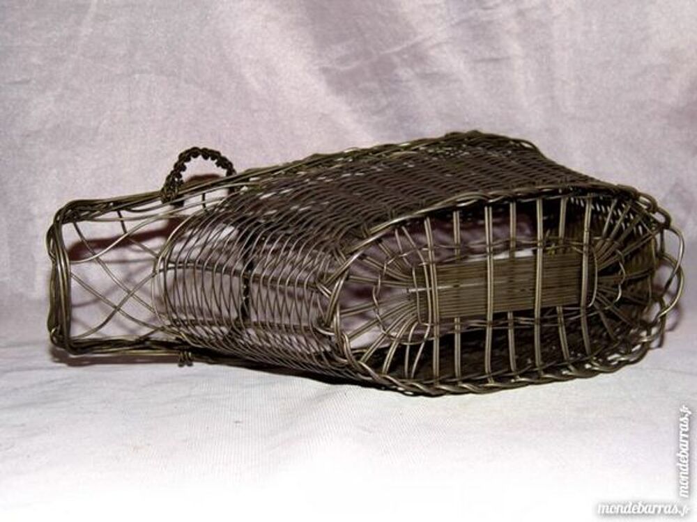 Porte bouteille fil m&eacute;tal tress&eacute; argent&eacute; vintage Cuisine