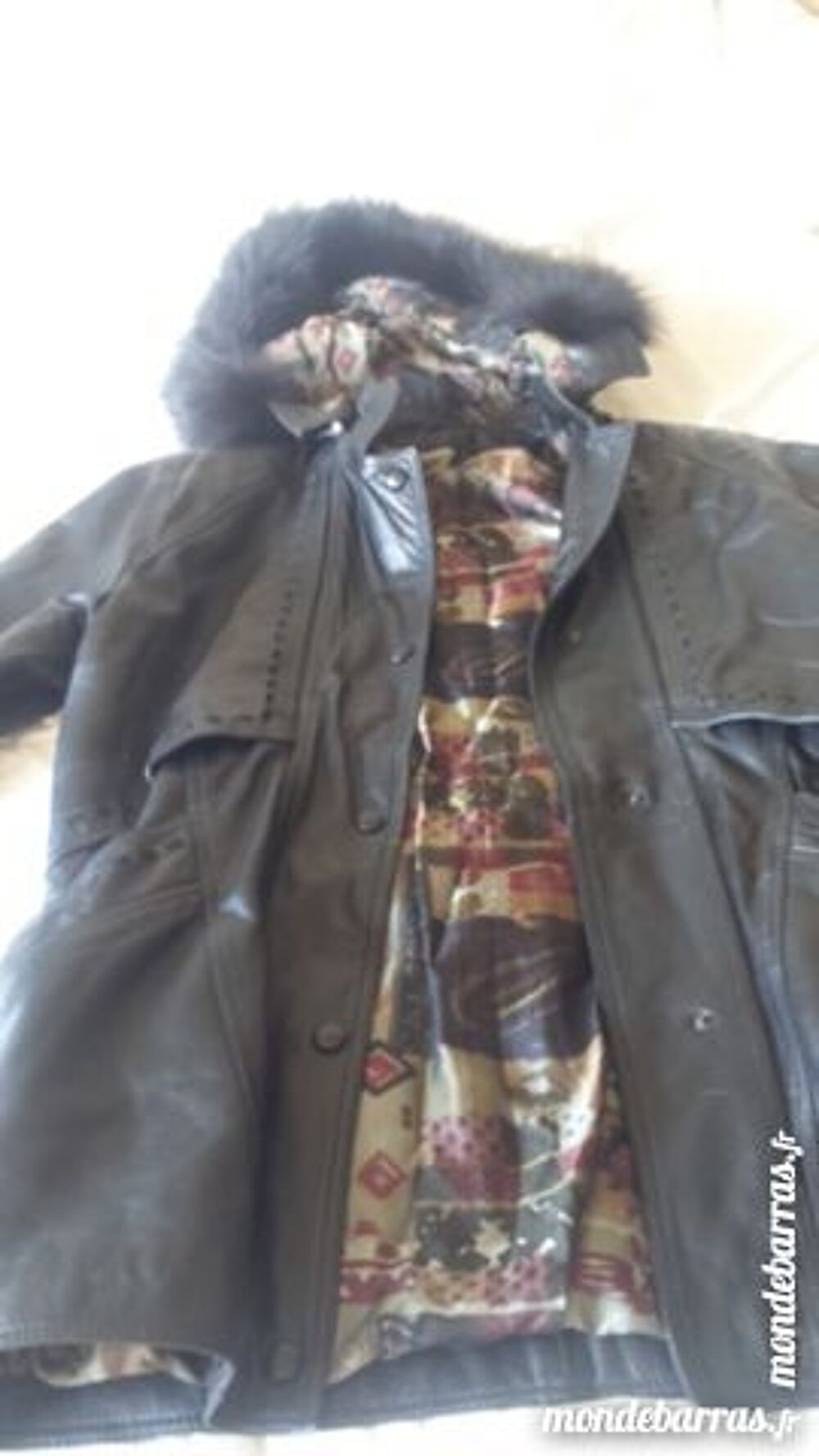 veste cuir noire Vêtements