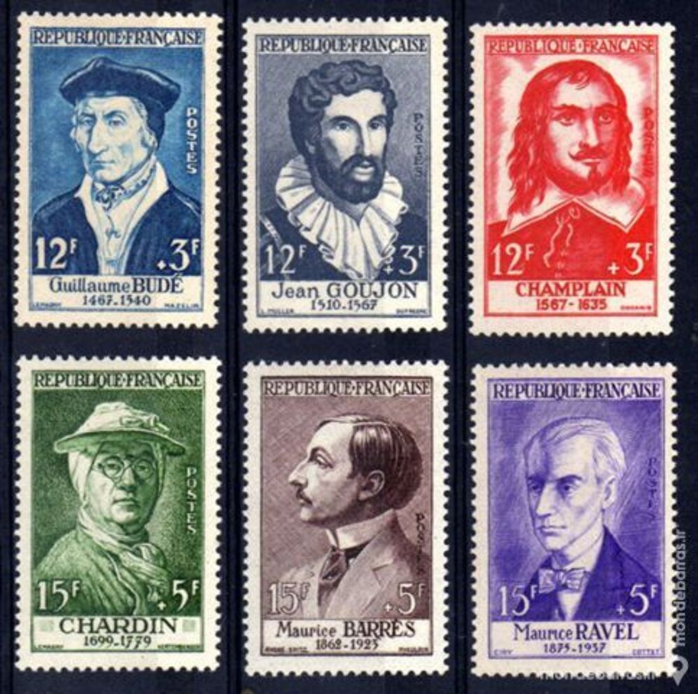 N&deg; 1066 &agrave; 1071 Timbres France NEUFS * An 1956 