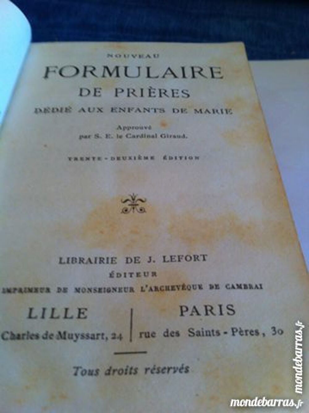pri&egrave;res d&eacute;di&eacute; aux enfants de Marie (1845) Livres et BD