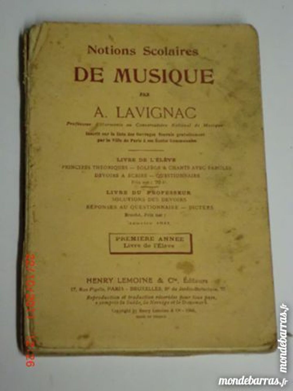 notions scolaires de musique 1917 p8 Livres et BD