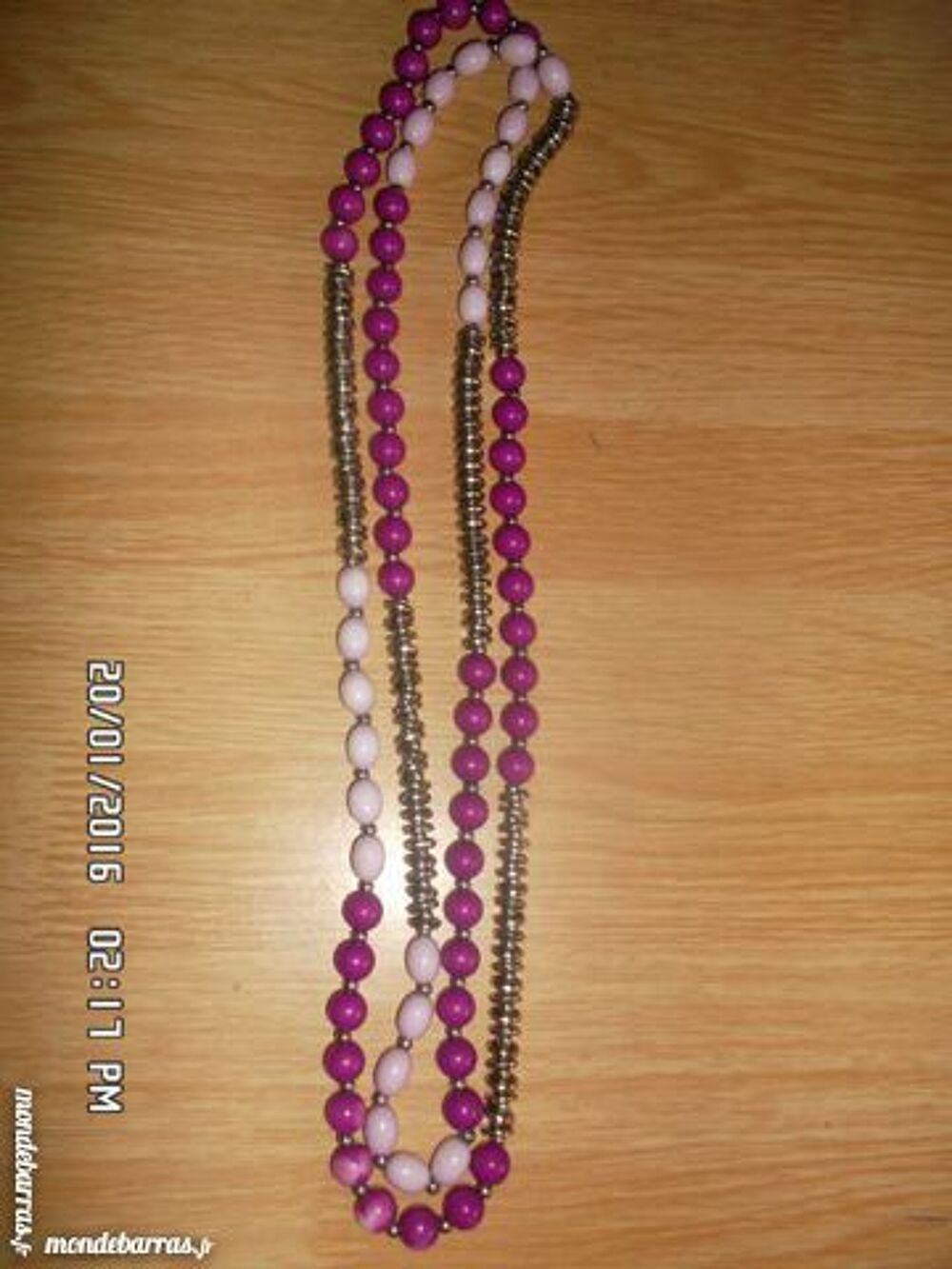 collier rose-mauve-m&eacute;tal Bijoux et montres