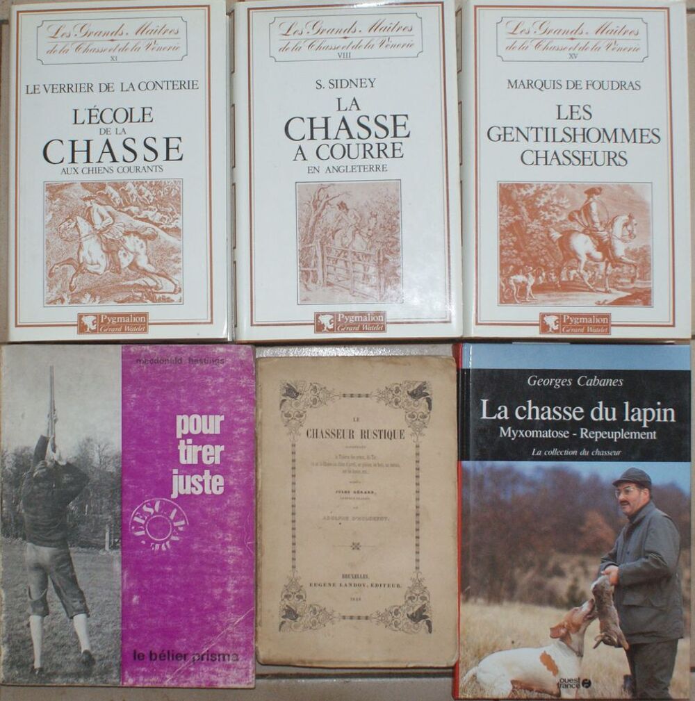 6 LIVRES sur la Chasse dont 1 vieux de 1848 Livres et BD