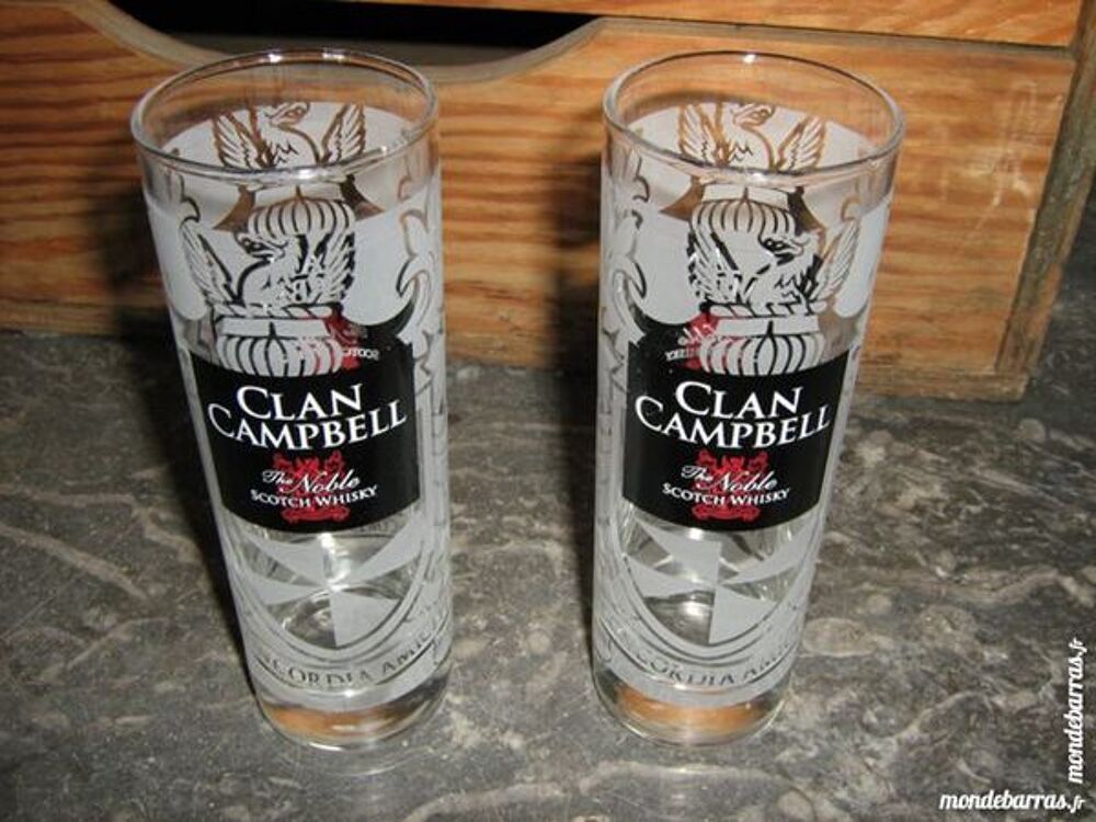 BAR BISTRO 2 verres whisky forme tube clan campbel Cuisine
