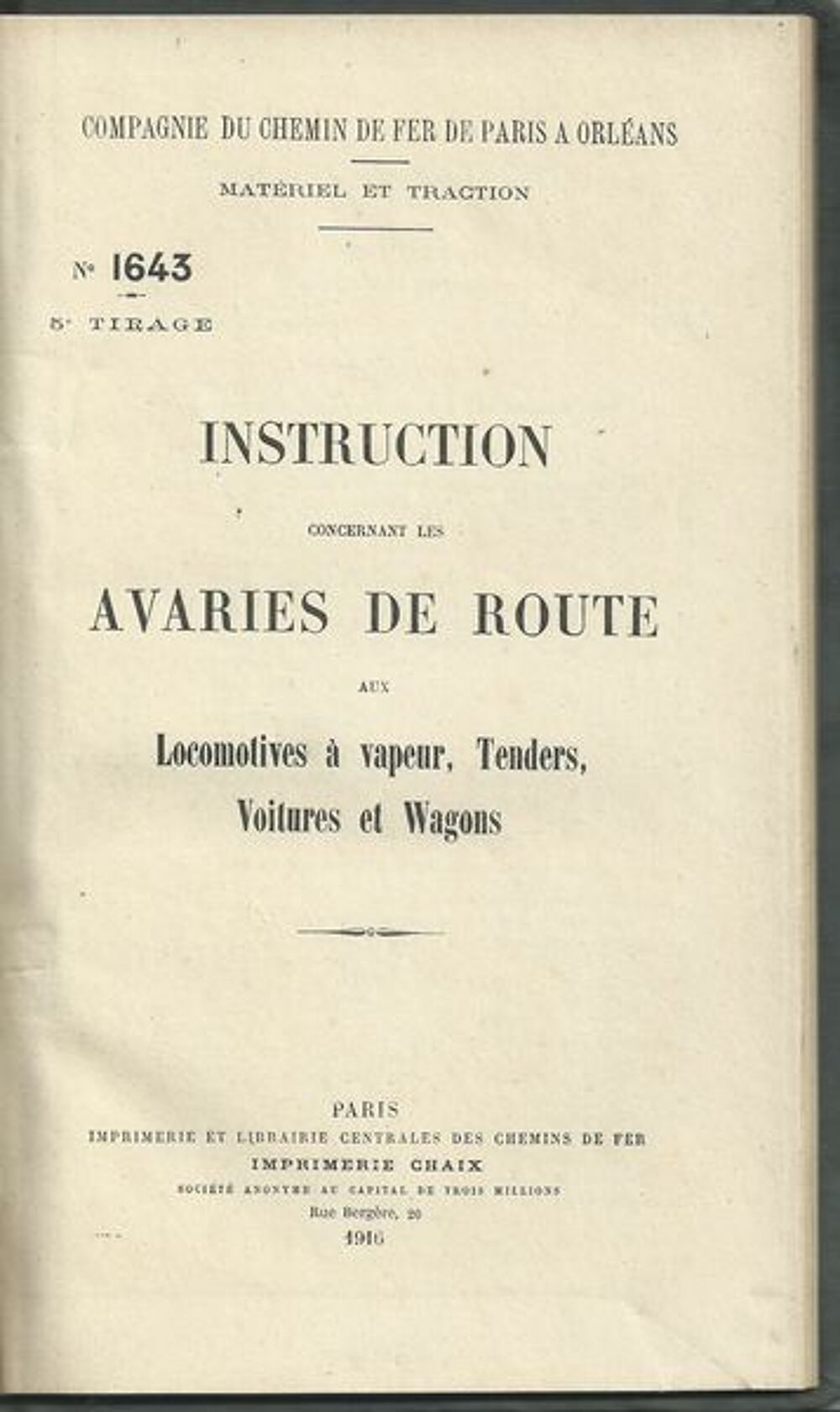 1 manuel r&eacute;paration avaries aux locomotiive &agrave; vapeur 1916 Livres et BD