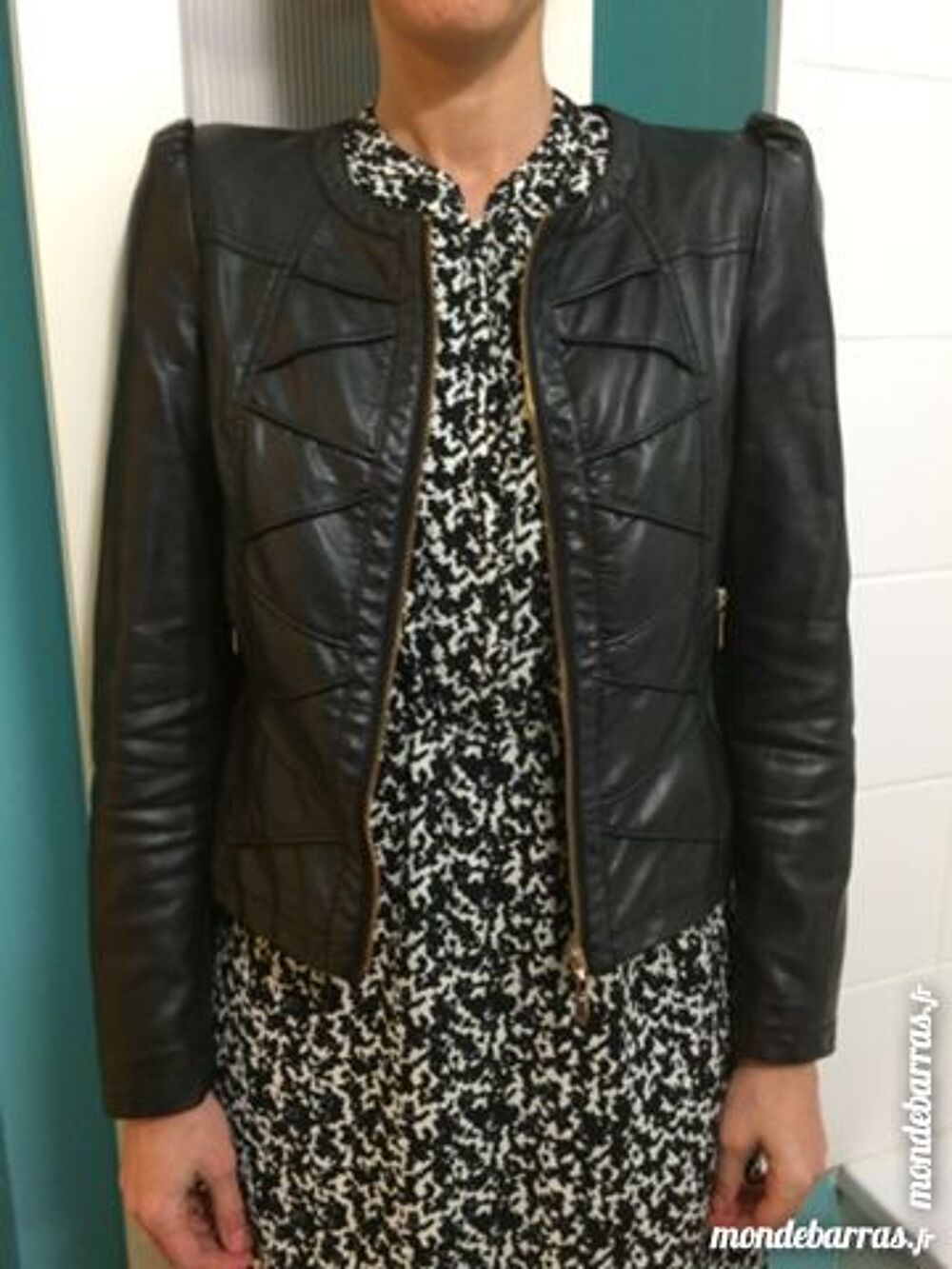 Veste noire simili cuir - marque ATTENTIF Vêtements
