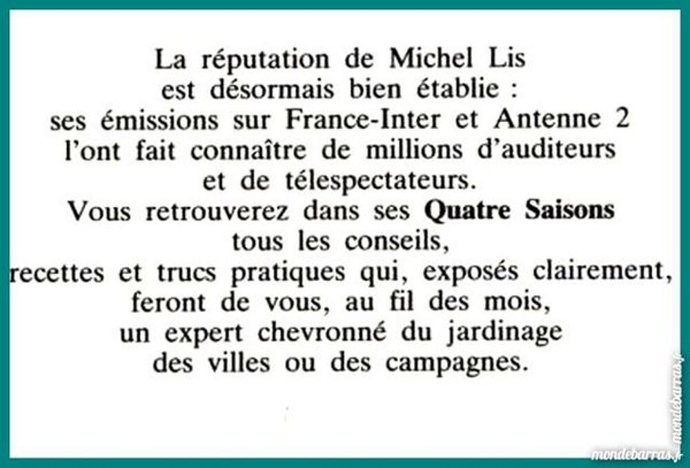 MICHEL LE JARDINIER - 4 SAISONS Livres et BD