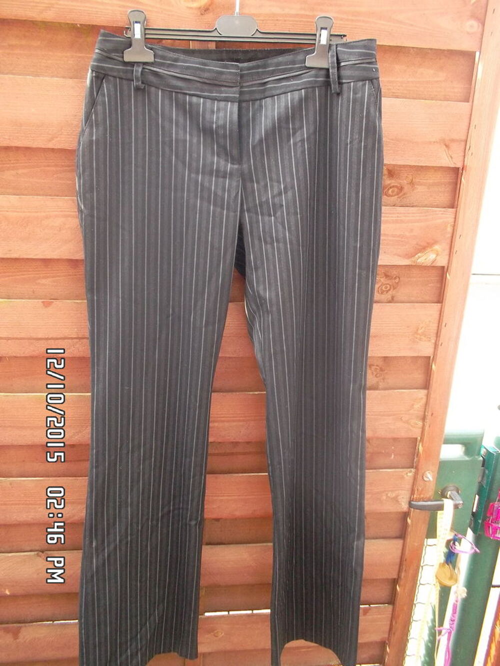 PANTALON NOIR RAYURES GRISES PROMOD*JUSTE 3E*KIKI60230 Vêtements