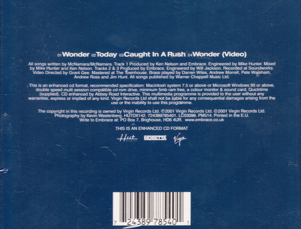 Maxi CD Embrace - Wonder (bleu) NEUF blister
CD et vinyles