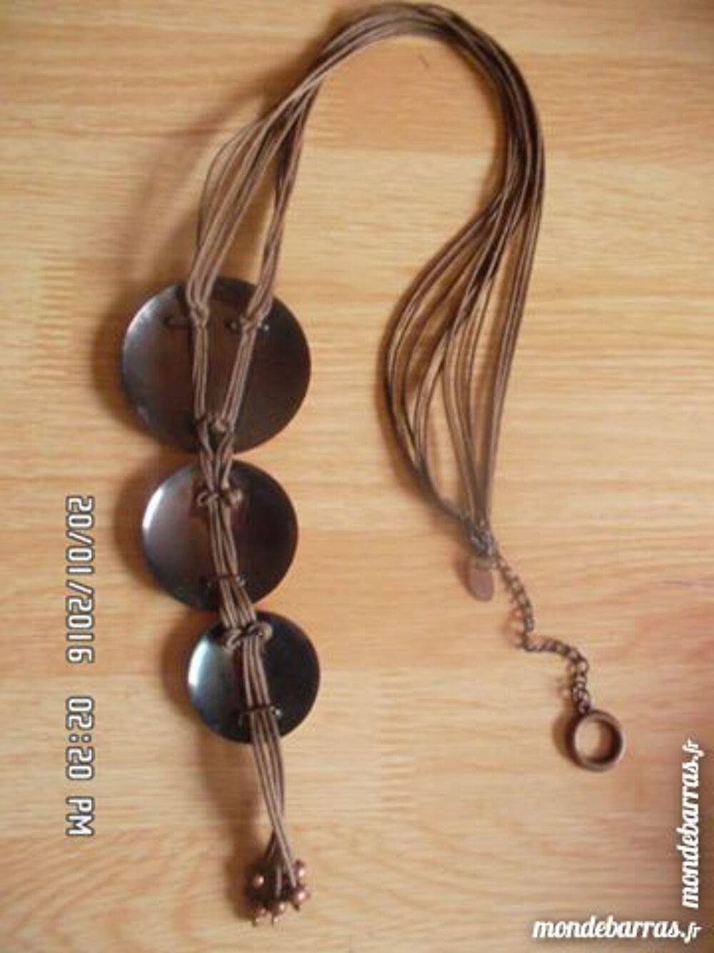 collier 3 ronds marrons m&eacute;tal*juste 2e*kiki60230 Bijoux et montres