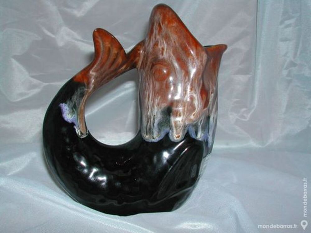 Carafe Pichet POISSON GRAND FEU FAIENCE vintage Décoration
