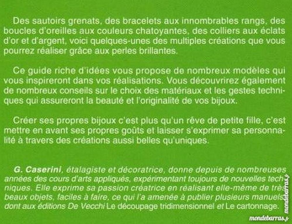 LES BIJOUX EN PERLES / prixportcompris Livres et BD