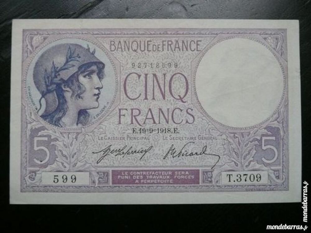 Billet 5 francs Violet E.19-9-1918 E 