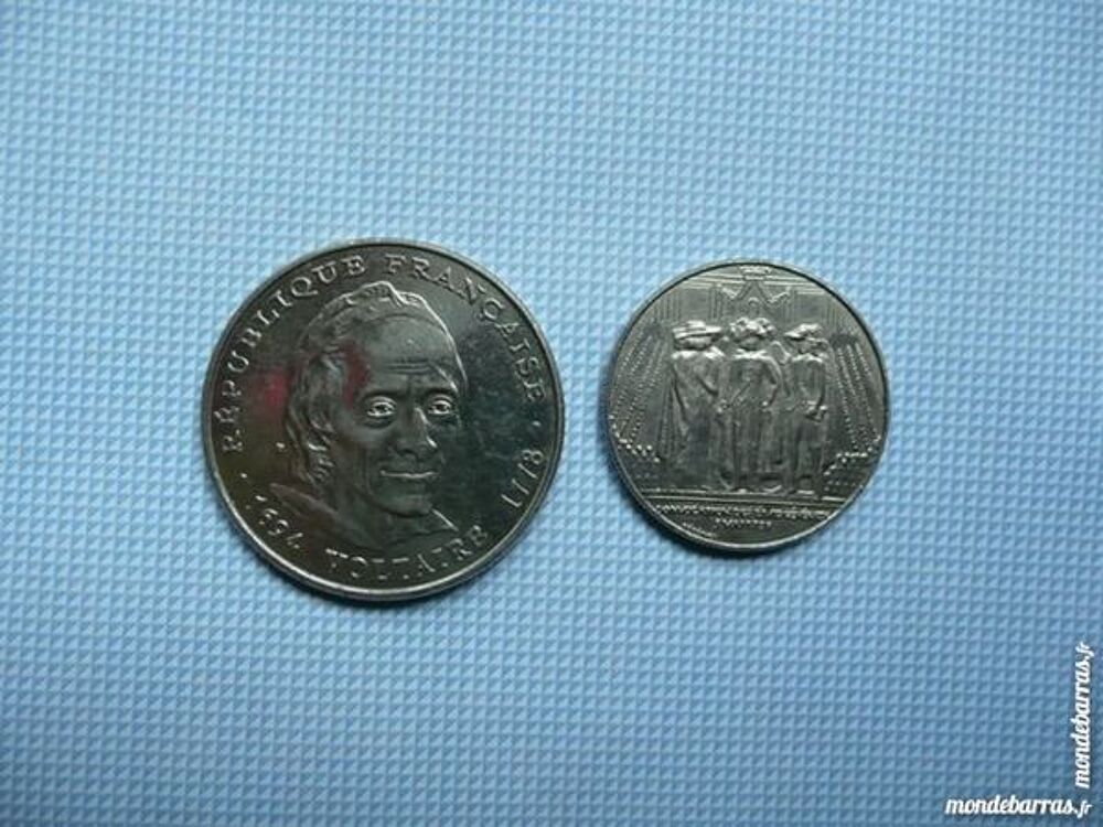 Lot de 2 pi&egrave;ces Fran&ccedil;aise 5 francs &amp; 1 franc 