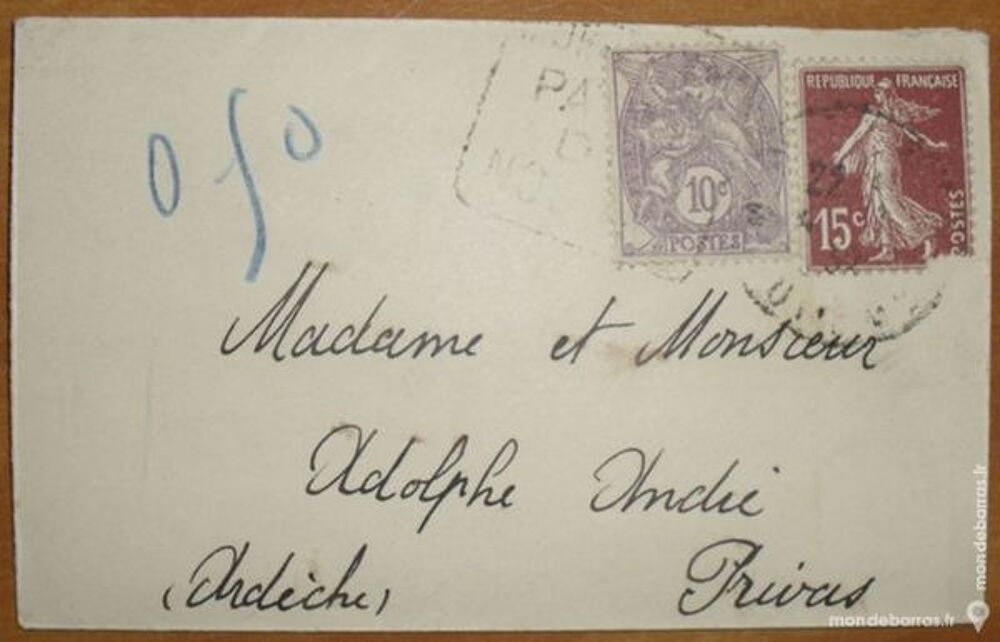 4 enveloppes timbr&eacute;es tr&egrave;s anciennes. 